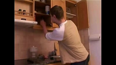 mother Catches stepson in kitchen