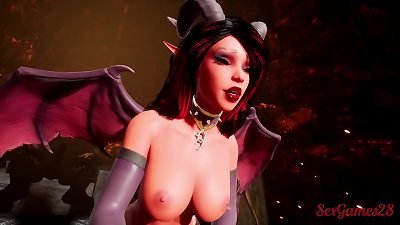 Succubus girl penalizes lucky stud | molten succubus in hell pummeling a giant jizz-shotgun