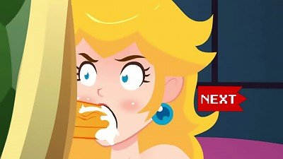 queen Peach very dirty blowjob, deep throat and Throatpie - Games
