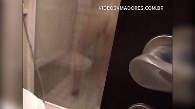 voyeur stepdad takes advantage of ajar door to film bare stepdaughter in tub