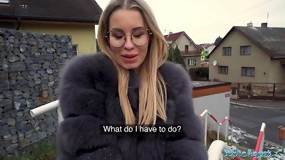 Public Agent super hot looking milf in Glasses has a perfect figure for a hard prompt point of view drill