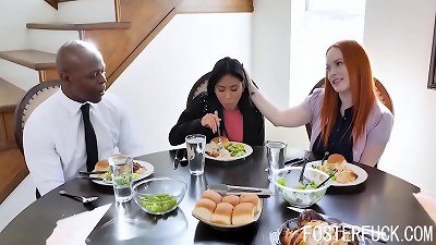 asian Foster daughter Gets screwed By big-black-cock Daddy- Ember Snow And Summer Hart