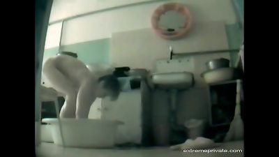 Our mom bathing in our presence