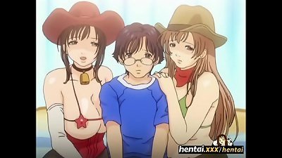 nerd gets penis between buxomy honeys funbags - Boobalicious - Hentai.xxx