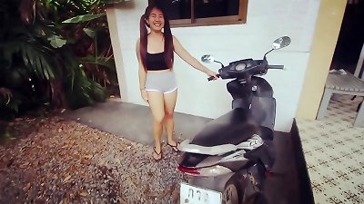 "Black Thai Affair" é»‘è‰²çš„ æ³°å›½ äº‹ä»¶ super Thicc ass korean woman next door w/ huge breasts & pigtails gets her Honda scooter immobile by ebony fellow and gives up the gash with relief (Part 1)