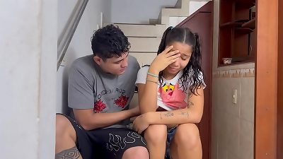 Come on Sarita, let's have fun under the stairs: tiny Latina receives firm fuck from her senior stepbrother.