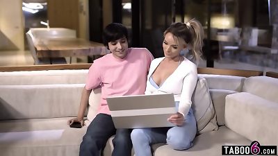 Stepmom milf Pristine brim pulls an all nighter with her cute stepson