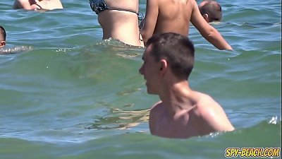 voyeur Beach enormous jugs bare-breasted inexperienced hot teens HD flick