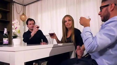 Sneaky handjob To Her Husband's manager Under The Table - full vid On FreeTaboo.Net