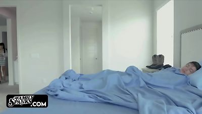 tiny chick tries to Wake Up her brother But She Got her labia fucked by pesky