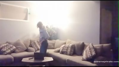 My legal yr older sister jerking at home alone with her dildo on hidden camera