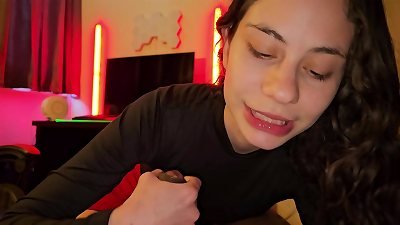 slutty stepsister deepthroats stepbrother's boner and bangs him