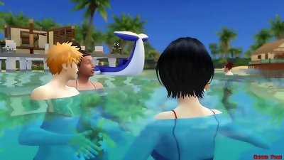 Bleach On The Beach Rukia nailed By Renji intensely hentai manga Parody