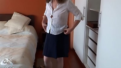 Stepson's mate cums in my twat after flashing me off and masturbating, he wished ass fucking hump