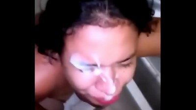 handsome explosion of phat and goopy pleasure gel on my slutty stepdaughter's toothy face!