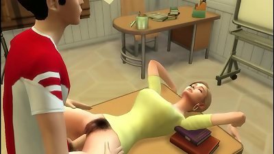 elder schoolteacher seduces and bangs her virgin student