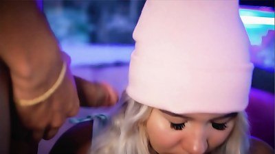 cool blonde lady gives a fellatio with a lot of care and love