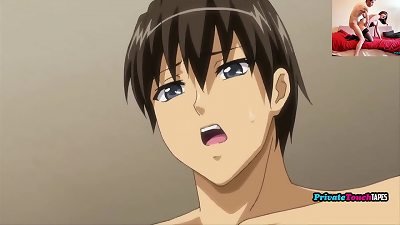 I fellate my husband's boss's man sausage and let him ravage me while we watch this UNCENSORED manga porn