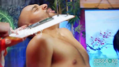 JERKAOKE Vanessa Vega trains her ninja students in the way of cock