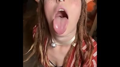 Fox Ears Olivia Makes cute beast Noises As She slobbers on large fuck-stick