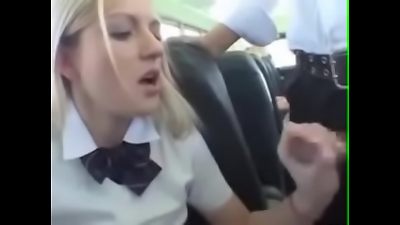 platinum-blonde schoolgirl nubile sweetie drills A guy During A Bus ride
