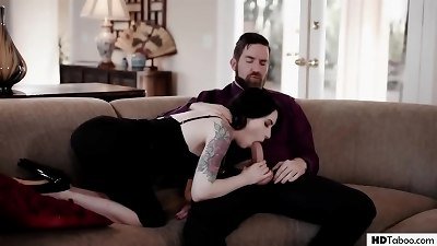 enormously slutty honey gets double penetrated by parent and Stepson