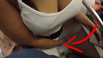 Unknown blonde cougar with huge breasts embarked kneading My chisel in Subway ! That's called dressed Sex?