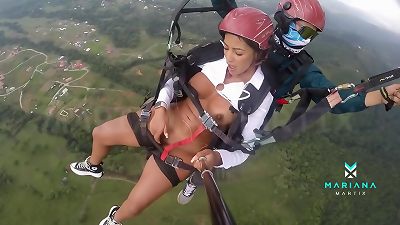 The number 1 ebony actress from Colombia Mariana Martix goes paragliding stroking naked
