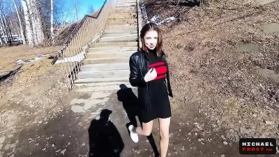 Risky amateur Public oral job and cum Walk on congenital jugs - pov