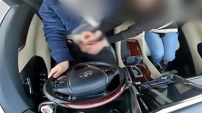 A frustrated married chick makes me ejaculate with a hand job while driving