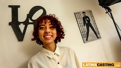 Curly red-haired Latina Exited For first-ever anal casting cum shot
