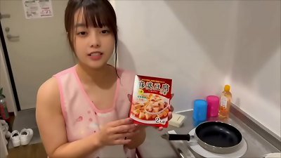 I got in the kitchen and drained in an apron and came a lot...