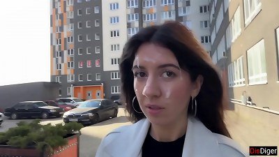 wife Cheats her husband in the Entrance and walks on Public with jism on Face - Cumwalk