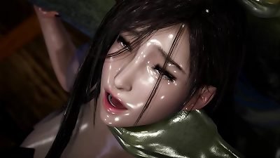 Tifa gets her tight slit stretched by a large Orc Cock!