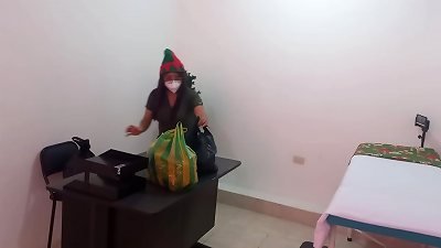 CHRISTMAS full OF SENSUALITY!! LATINA WITH A thick cooter kneads HERSELF sloppy AT WORK