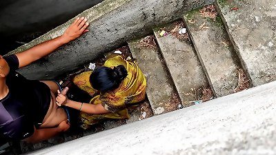 Taking sweet delicate sister-in-law to the terrace and fuck her sister-in-law