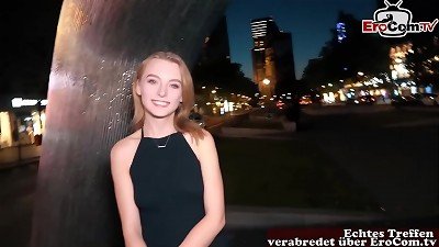 adorable german ash-blonde teenager with puny cupcakes at a real Fuckdate