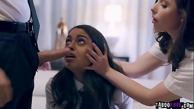 virgin college honey Casey Calvert invited by her classmate Vienna black and tricked into hook-up with her stepbro Justin Hunt and started a 3some.