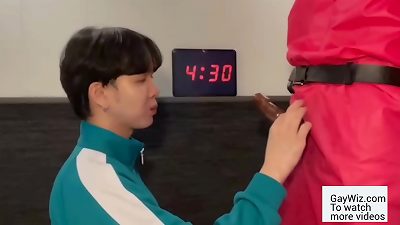 Squid Game: ambidextrous and gay version, this stud was asked to join the game and blow huge rod