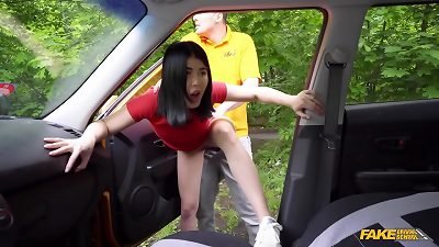 super-steamy asian babe deepthroats my prick when it embarks to burn  - fake Driving school