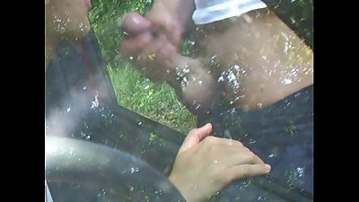 inexperienced deep-throats Him Off through The Car Window