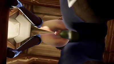 An Orc and a Human take turn rearranging her depths