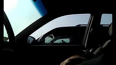 Car display - lady waits for more