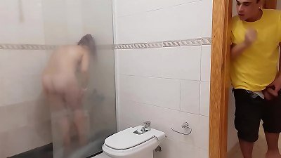 chubby STEPMOM CAUGHT IN THE shower bare AND ALSO WANTS STEPSON'S beef whistle