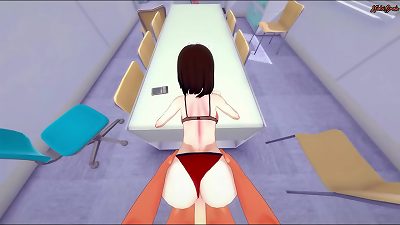 Samsung Sam gets a pov facial before getting fucked on a table.