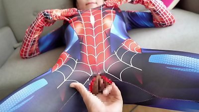 ã€Povã€‘Spider-Man got handjob! Embarrassing situation made her even hornier.