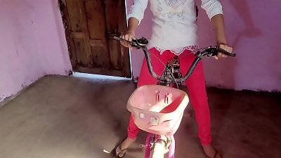 Village lady caught by mates while riding bicycle