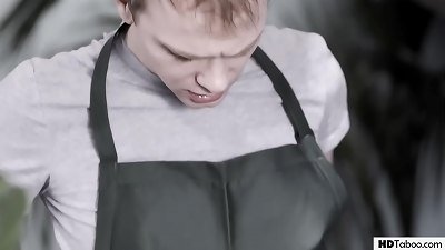 Barista and waiter having make up sex in a cafe - Lily Larimar