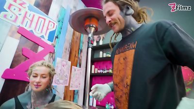 tattooed couple nail With huge chisels Merry Gets tatted 4some