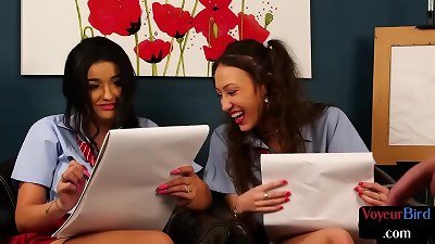 british Clothed Female Nude Male art schoolgirls watch educator tug in ultra-kinky trio